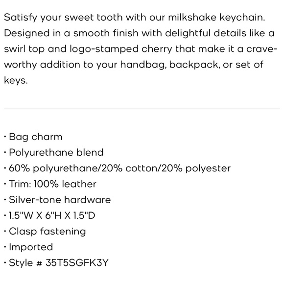 Michael Kors Milkshake Keychain/Bag Charm NWOT - Picture 6 of 6